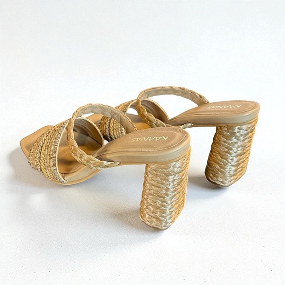 NWT Kaanas Braided Jute Accented Double Strap Slip-On Block Heeled Sandals Sz 9 - Picture 6 of 13